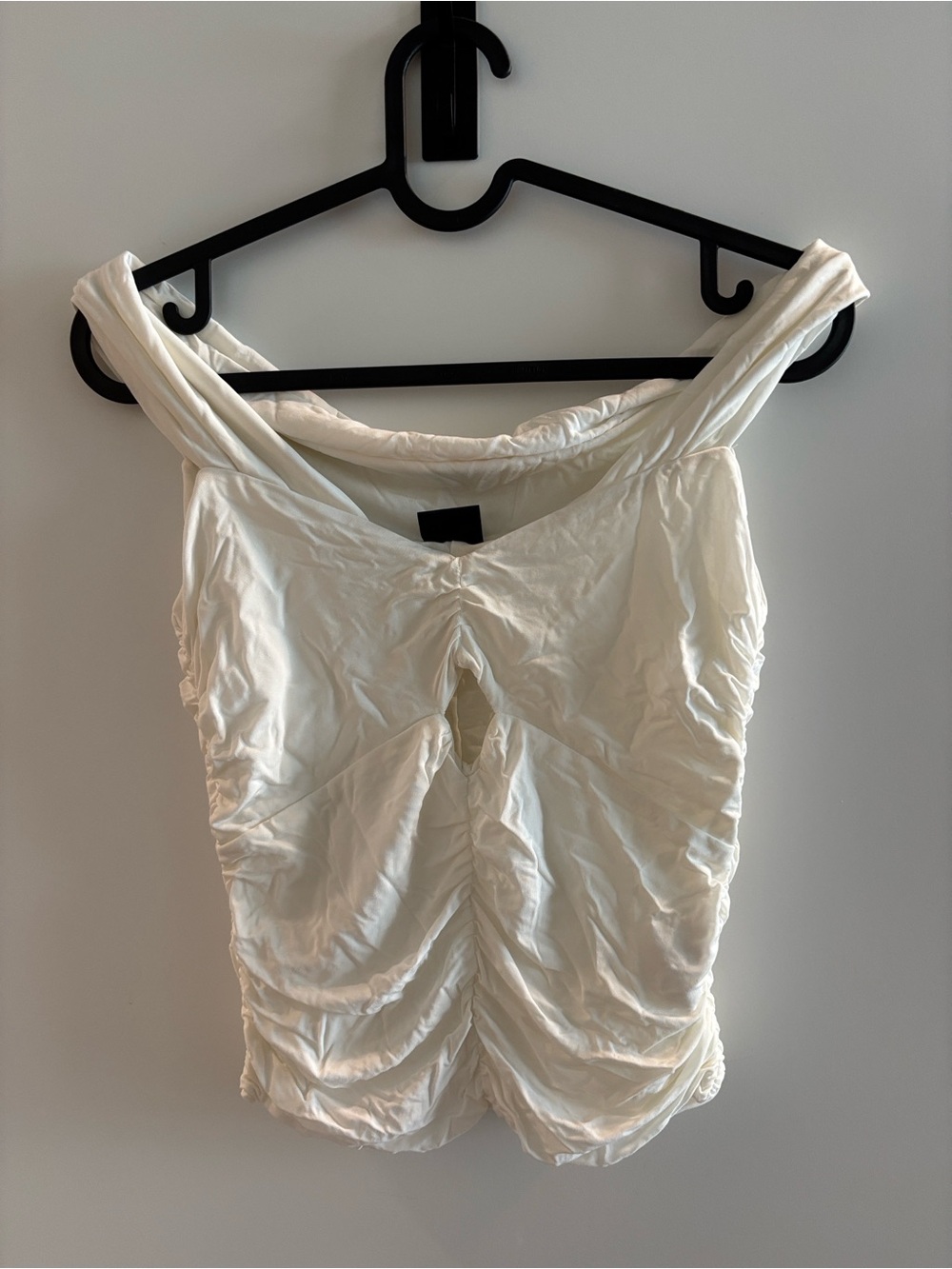 Pinko White Ruched Off-Shoulder (Made in Italy)